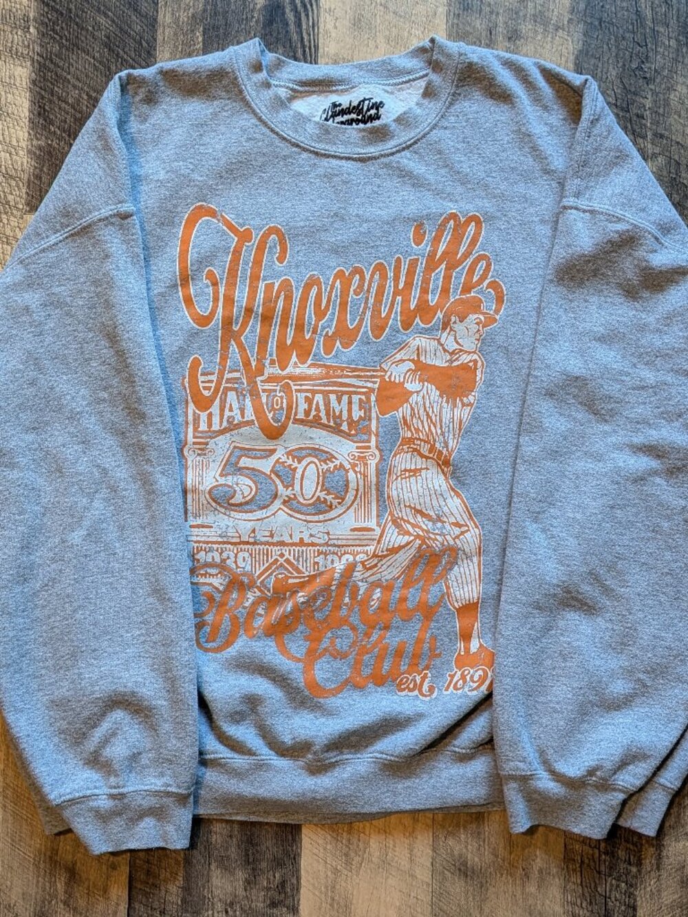 Baseball Boxy Cotton Fleece Sweatshirt Gray Large XL Knoxville
